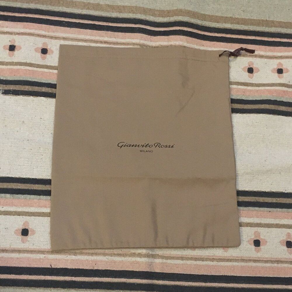 Gianvito Rossi Dark beige light soft fabric Brown ribbon drawstring 14” x 13”